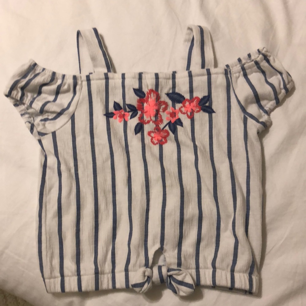 Little Girls Seersucker Off Shoulder Top